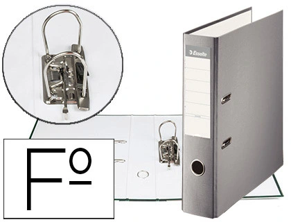 Archivador de Palanca Esselte Carton Forrado PVC Folio Lomo de 75 mm con Rado Gris