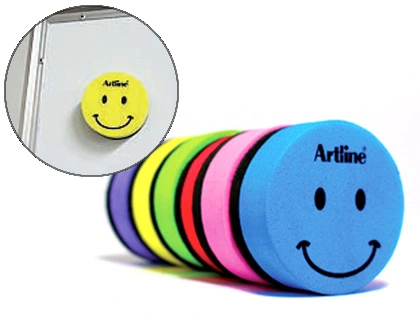 Borrador Artline Pizarra Blanca Redondo Magnetico Cara Smiley Colores Surtidos