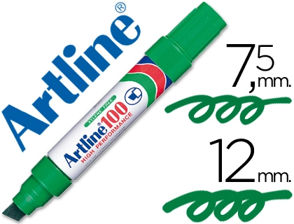 Rotulador Artline Marcador Permanente 100 Verde Punta Biselada