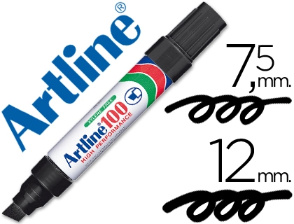 Rotulador Artline Marcador Permanente 100 Negro -punta Biselada