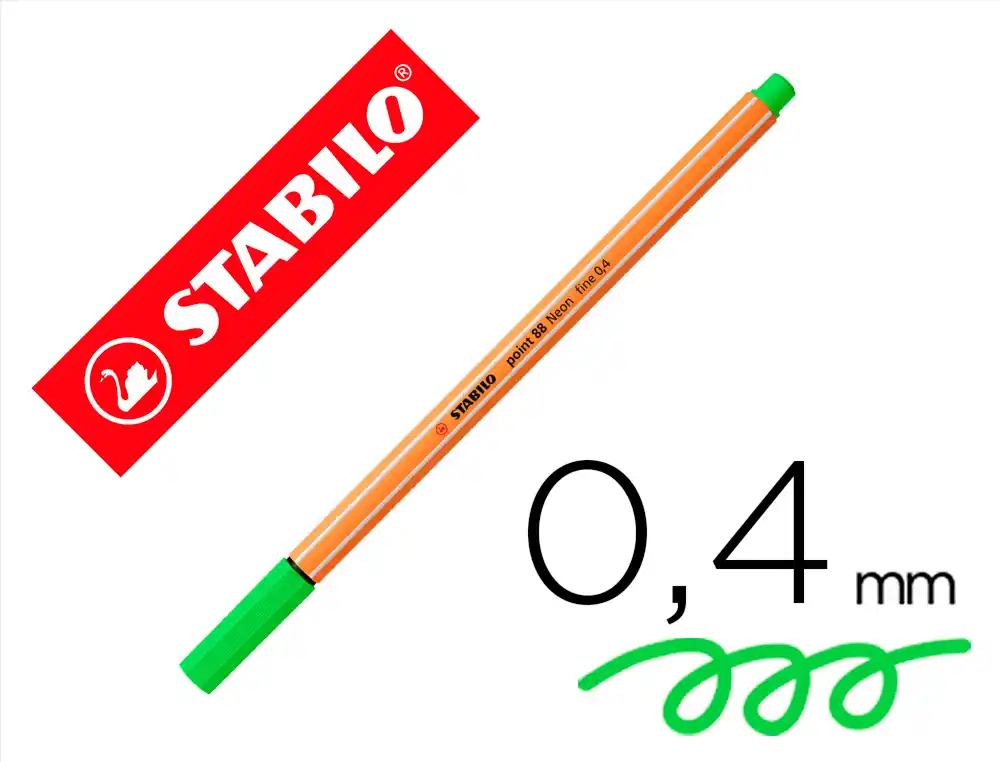 Rotulador Stabilo Punta de Fib Ra Point 88 Verde Neon Punta Fina 0,4mm