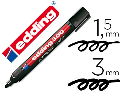 Rotulador Edding Marcador Permanente 300 Negro Punta Redonda 1,5-3 mm Recargable
