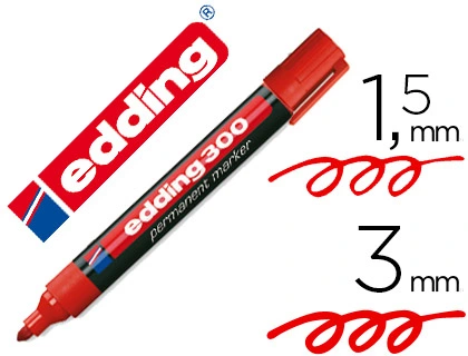 Rotulador Edding Marcador Permanente 300 Rojo Punta Redonda 1,5-3 mm Recargable
