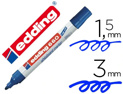 Rotulador Edding para Pizarra Blanca 660 Color Azul Punta Redonda 1,5-3 mm Recargable