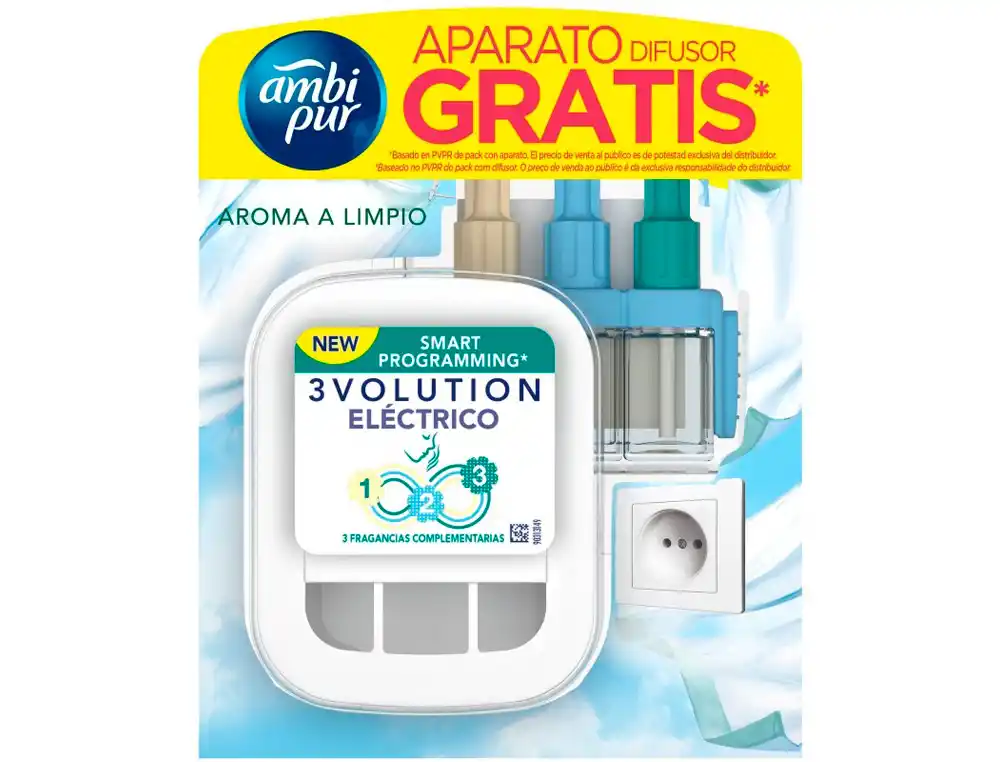 Ambientador Electrico Ambipur 3volution Limpio Difusor + Recambio