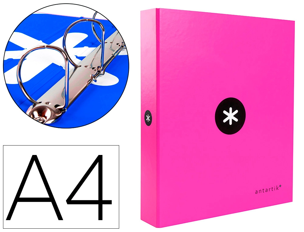 Carpeta 4 Anillas 40 mm Mixtas Antartik A4 Forrada Color Rosa