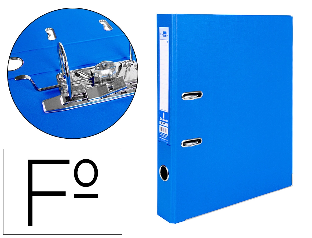 Archivador de Palanca Liderpapel Folio Documenta Forrado PVC con Rado Lomo 52 mm Azul Compresor Metalico