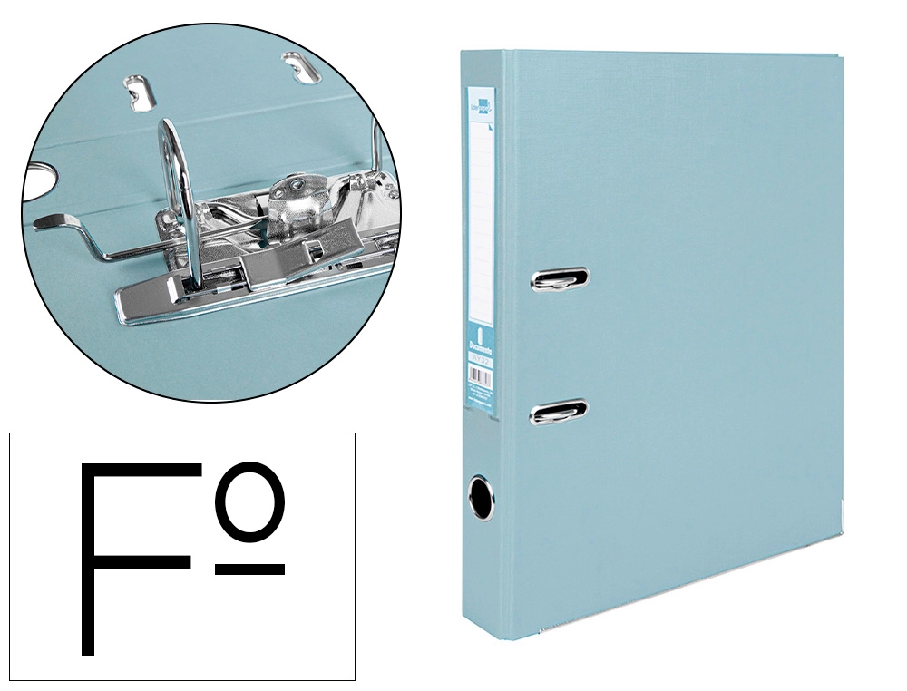 Archivador de Palanca Liderpapel Folio Documenta Forrado PVC con Rado Lomo 52 mm Gris Compresor Metalico