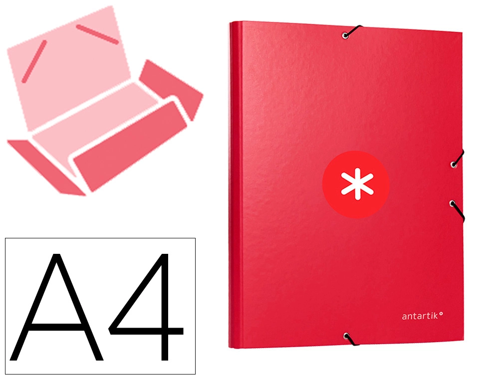 Carpeta Antartik Gomas Tres Solapas Carton Forrado A4 Color Frambuesa